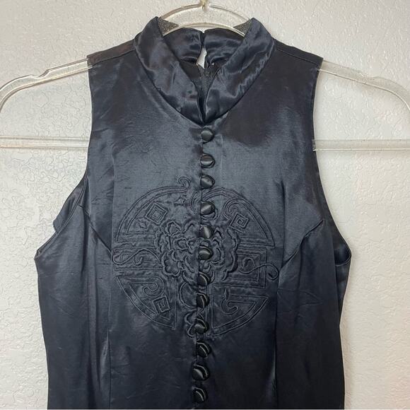 Vintage L.A. GLO Black Mini Fitted High Neck Dress Size 3/4 - Picture 2 of 9